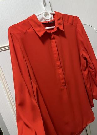 Рубашка женская красная классическая блуза рубашка2 фото