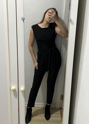 Комбинезон женский черный классический со штанами2 фото
