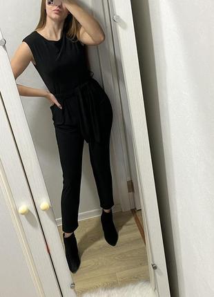Комбинезон женский черный классический со штанами7 фото