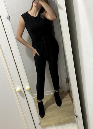 Комбинезон женский черный классический со штанами3 фото