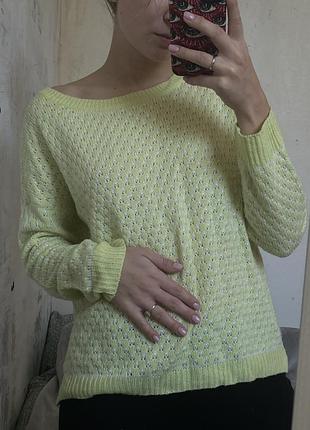 Свитер лимонный sisters point акрил легкий полупрозрачный трендовый свитерик