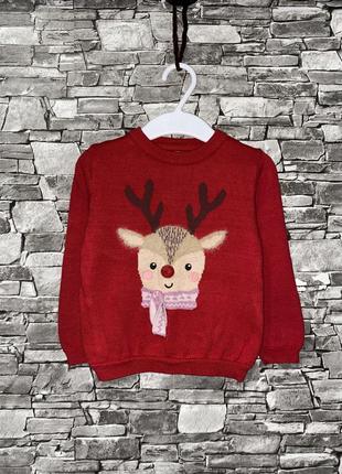 Свитер, теплый свитер, новогодний свитер, свитер с оленем1 фото