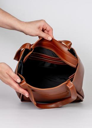 Жіноча сумка руда сумка рудий шопер рудий шоппер класична базова сумка на кожен день4 фото