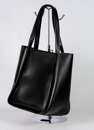 Женская сумка черная сумка черный шопер черный шоппер классическая базовая сумка2 фото