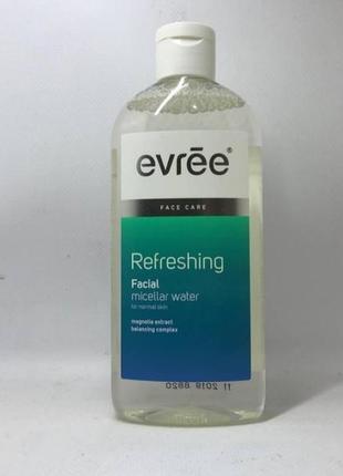 Міцелярна вода для зняття макіяжу evree refreshing facial micellar water 300 мл виробництво польща