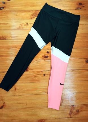 Лосины nike / черные лосины в стиле колорблок nike1 фото