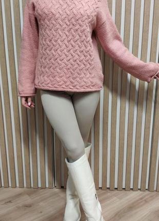 Кофта свитер удлиненный с воротником горлом стойка косы5 фото
