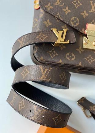 Ремень louis vuitton кожаный коричневый с черным