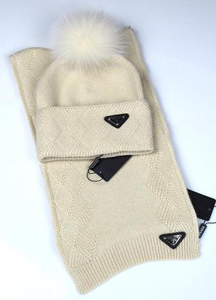 Теплый зимний набор шапка+шарф7 фото
