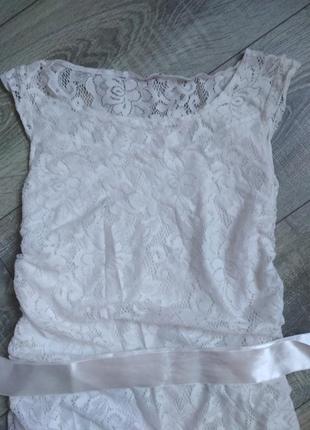 Платье праздничное платье нарядное нарядное гепюр платье с поясом белое2 фото