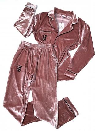 Пижама женская рубашка и штаны персиковая 14135