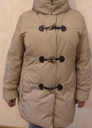 Фирменный женский бежевый пуховик удлиненная куртка пуффер basler германия
