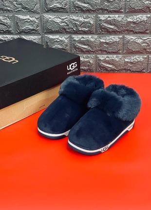 Тапочки угг ugg australia женские синие тапочки зимние универсальные, новинка!6 фото