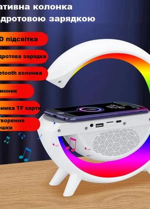 Настольная лампа ночник rgb колонка с беспроводной зарядкой5 фото