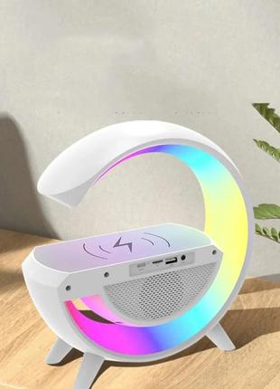 Настольная лампа ночник rgb колонка с беспроводной зарядкой