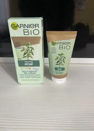 Восстанавливающий крем-гель для чувствительной кожи лица garnier bio repairing hemp с эфирным маслом конопли, 50 мл