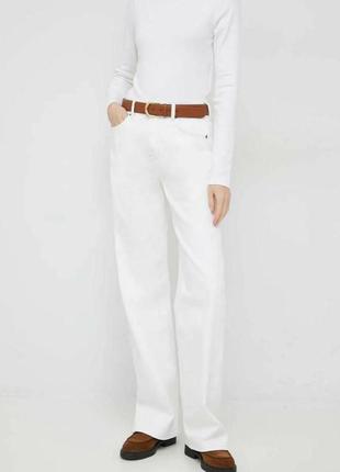 Бренду h&m жіночі ляні широкі штани брюки білі
