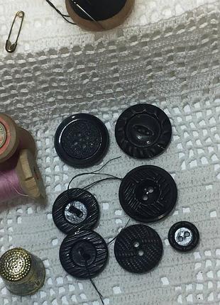 Набор из 7 шт старинных больших разных пуговиц винтажные  ссср черные круглые н160