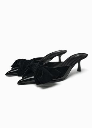 Открытые черные туфли с бантом zara new1 фото