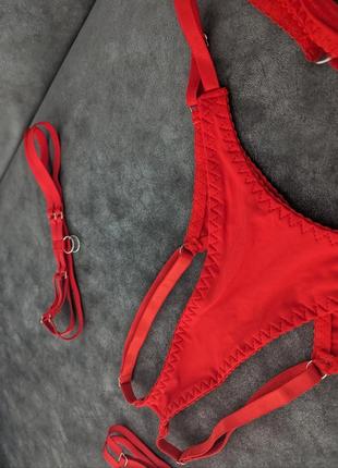 Сексуальний комплект червоної нижньої білизни. подарунок для чоловіка7 фото
