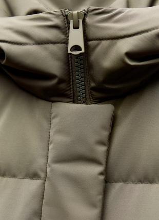 Пуховик жіночий подовжений хакі пуховик zara new4 фото