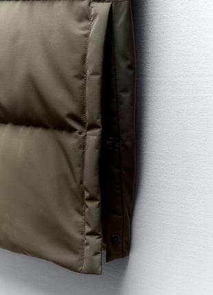 Пуховик жіночий подовжений хакі пуховик zara new9 фото