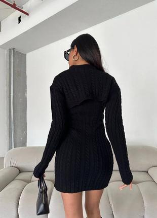 Стильный женский трендовый элегантный нежный черный костюм комплект вязка 20232 фото
