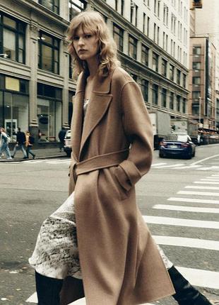 Шерстяне пальто на запах zara🔥 zw коллекция