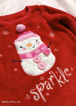 Теплый плюшевый свитерик со снеговиком2 фото