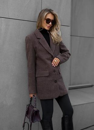 Укорочене пальто коричневого кольору one by one s m lx5 фото