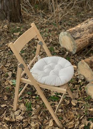 Подушка на стілець кругла стебнована серія 37х37х7 льон