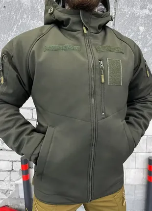 Армійська зимова куртка softshel олива, чоловіча зимова куртка олива omni-heat softshel зимова куртк2 фото