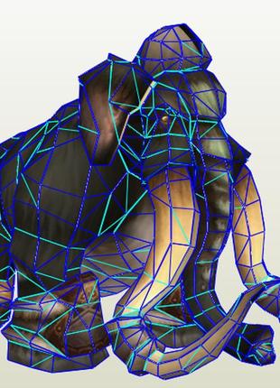 Paperkhan 3d конструктор из картона мамонт, паперкрафт модель полигональная фигура высота 22.5 см