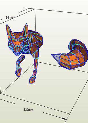 Paperkhan 3d конструктор з картону полігональна велика фігура лисиця що виходить зі стіни настінний декор набір для творчості