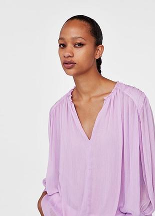 Блуза вільного крою бузкового кольору zara basic 🛍️1+1=3🛍️