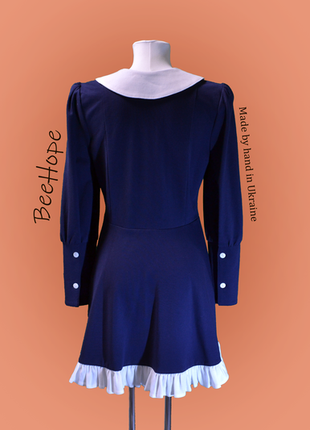 Платье с воротничком темно-синее4 фото