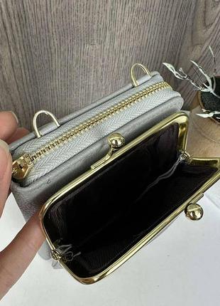 Маленька жіноча сумочка клатч на плече, мінісумка-гаманець для телефона з ремінцем6 фото