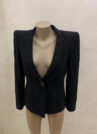 Винтажный пиджак armani collezioni черный жакет блейзер женский с плечиками