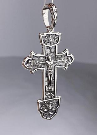 Срібний хрест 925 проби чоловічий, покриття родій чернь1 фото