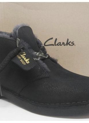 Кожаные зимние ботинки дезерты clarks натуральный мех оригинал1 фото