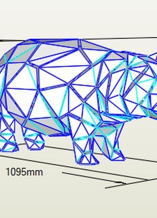 Paperkhan конструктор из картона бегемот гипопотам  papercraft 3d полигональная фигура развивающий набор