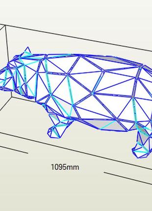 Paperkhan конструктор із картону бегемот гіпопотам пазл оригамі papercraft 3d фігура полігональна набір подарок сувенір антистрес3 фото