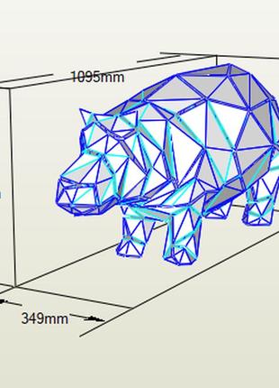 Paperkhan конструктор із картону бегемот гіпопотам пазл оригамі papercraft 3d фігура полігональна набір подарок сувенір антистрес2 фото