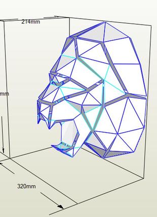 Paperkhan конструктор із картону лев голова трофей пазл орігамі papercraft 3d фігура полігональна набір подарок сувенір антистрес2 фото