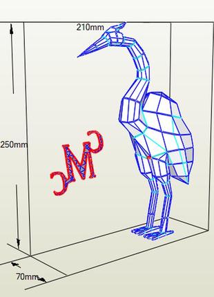 Paperkhan конструктор із картону цапля птах пташка пазл орігамі papercraft 3d фігура полігональна набір подарок сувенір антистрес