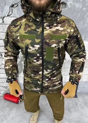 Армейская демисезонная куртка мультикам logos-tac , военная демисезонная куртка softshell мультикам