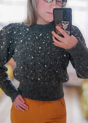 Вязаный свитер от zara укороченный1 фото