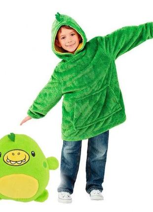 Дитячий худі-трансформер плед м'яка іграшка huggle pets толстовка складана в м'яку іграшку зелений6 фото