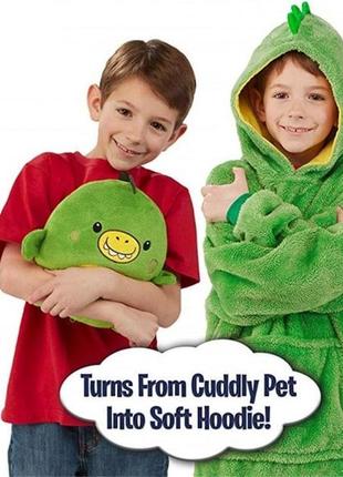 Дитячий худі-трансформер плед м'яка іграшка huggle pets толстовка складана в м'яку іграшку зелений8 фото