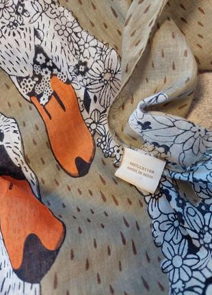 Хлопковый лёгкий шарф в гуси-лебеди disaster(170 см на 50 см)